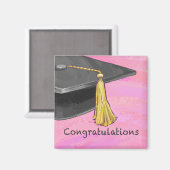 Gratulation Graduate Black and Pink Magnet (Vorderseite/Rückseite)