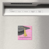 Gratulation Graduate Black and Pink Magnet (In Situ (Geschirrspüler))