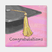 Gratulation Graduate Black and Pink Magnet (Vorne)