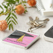 Gratulation Graduate Black and Pink Schlüsselanhänger (Seite)