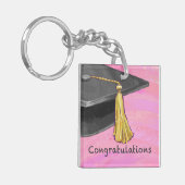 Gratulation Graduate Black and Pink Schlüsselanhänger (Vorderseite links)