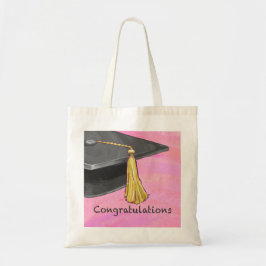 Gratulation Graduate Black and Pink Tragetasche