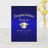 Gratulation Graduate Blue Gold Class of 2025 Karte (Gelbe Blume)