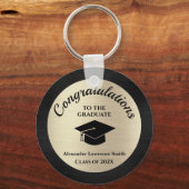 Gratulation Graduate Class of 2024 Black Gold Schlüsselanhänger (Vorderseite)