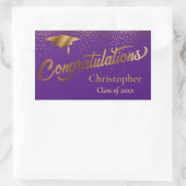 Gratulation Graduate Class of Gold auf Lila Rechteckiger Aufkleber (Tasche)