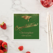 Gratulation Graduate, Class of Gold Dunkelgrün Serviette (Beispiel)