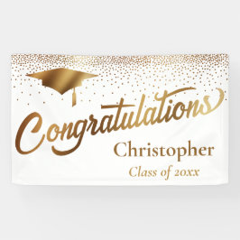 Gratulation Graduate, Class of Gold on White Banner