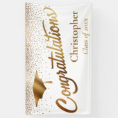 Gratulation Graduate, Class of Gold on White Banner (Vertikal)