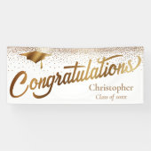 Gratulation Graduate, Class of Gold on White Banner (Horizontal)