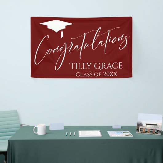 Gratulation Graduate Class White Burgundy Banner (Messeveranstaltung)