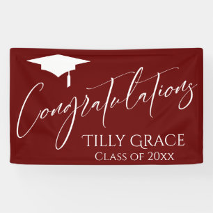 Gratulation Graduate Class White Burgundy Banner
