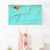 Gratulation Graduate Gold Confetti zu Aqua Banner (Insitu)