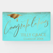 Gratulation Graduate Gold Confetti zu Aqua Banner (Horizontal)