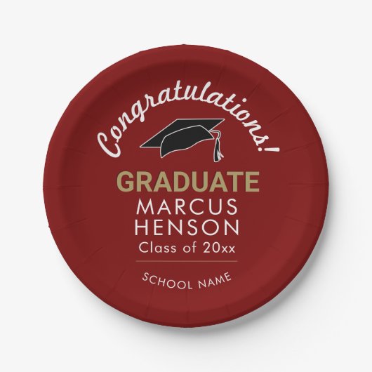 Gratulation Graduate Graduate Cap Pappteller (Vorderseite)