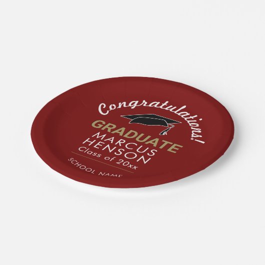 Gratulation Graduate Graduate Cap Pappteller (Schrägansicht)