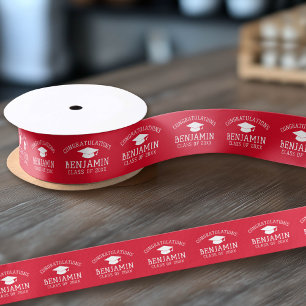 Gratulation Graduate Graduation Cap rot weiß Satinband