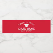 Gratulation Graduate Graduation Cap rot weiß Wasserflaschenetikett (Einzelnes Label)