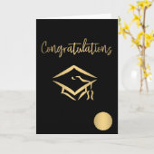 Gratulation Graduation Cap Gold Siegel Metallic Karte (Gelbe Blume)