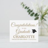 Gratulation Graduierung des Textes des benutzerdef Postkarte (Stehend Vorderseite)