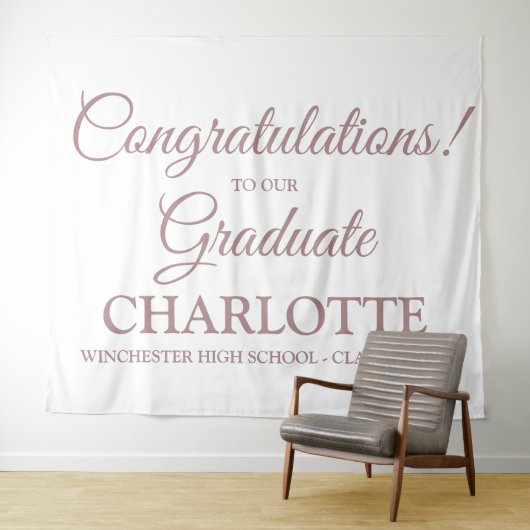Gratulation Graduierung Rose Gold Skript Wandteppich (Beispiel (Horizontal))