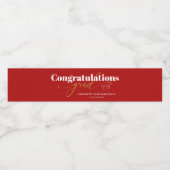 Gratulation Grand Red und Gold Script Wasserflaschenetikett (Einzelnes Label)