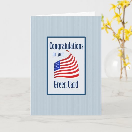 Gratulation Green Card US Flag Karte (Gelbe Blume)