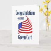 Gratulation Green Card US Flag Karte (Gelbe Blume)
