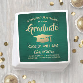 Gratulation Green Gold Modern Graduation Party Serviette