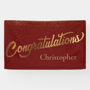 Gratulation mit goldenem Konfetti Burgund Banner