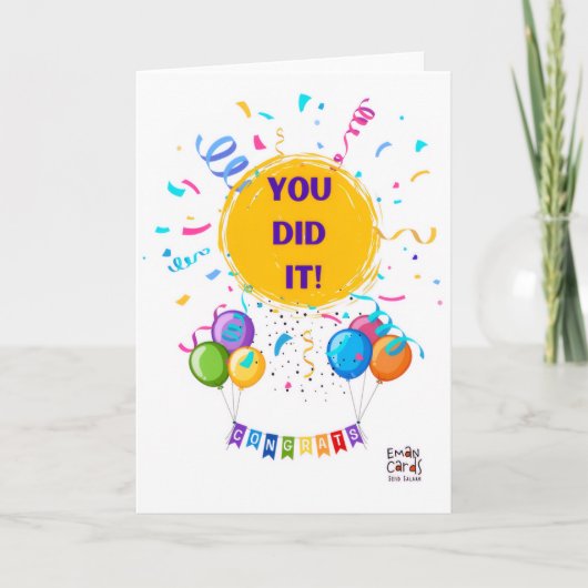 Gratulation mit Konfetti und Luftballons Karte (Vorderseite)