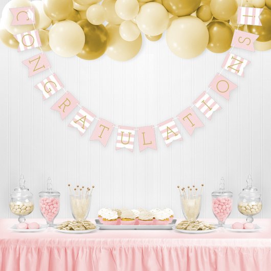 Gratulation Modern Pink Gold Graduation Party Wimpelkette