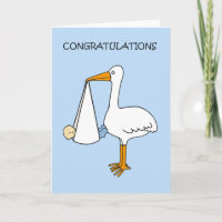 Gratulation New Baby Boy with Stork