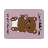 Gratulation New Baby Girl Bear Pink Lila Magnet (Horizontal)