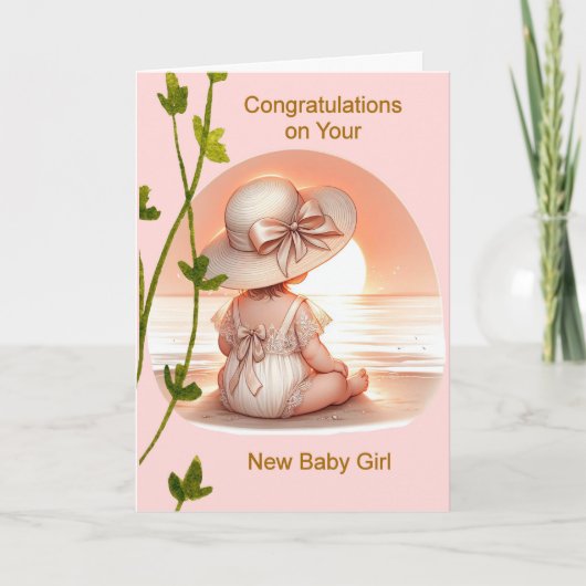 Gratulation New Baby Girl in Peach Karte (Vorderseite)