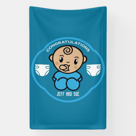 Gratulation New Parents Baby Boy Banner (Vertikal)
