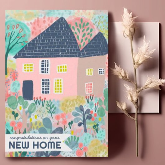 Gratulation New Zuhause Garden Watercolor Niedlich Karte