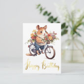 Gratulation Niedlich Hamster Blume Personalisiert Postkarte (Stehend Vorderseite)