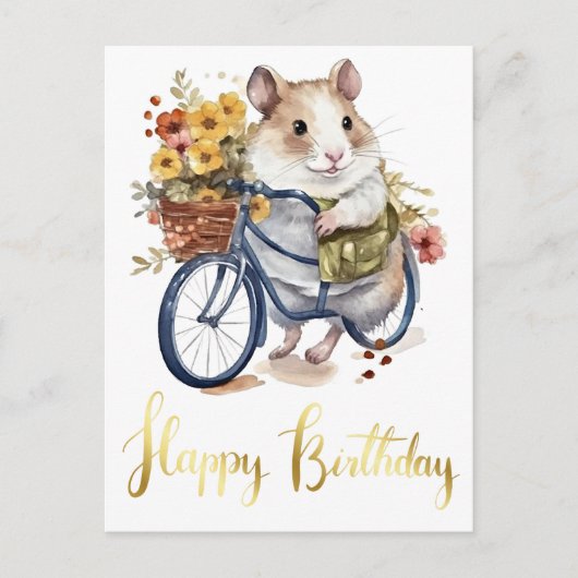Gratulation Niedlich Hamster Blume Personalisiert Postkarte (Vorderseite)