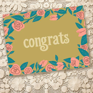 GRATULATION Pink Roses Rahmen Floral Benutzerdefin Postkarte
