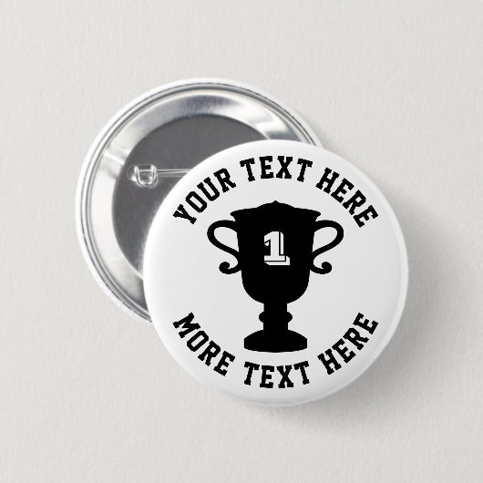 Gratulation Pokal 1. Platz Preis Button (Vorne & Hinten)