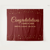 Gratulation Red gold Class of 2024 Abschluss Wandteppich (Vorderseite (Horizontal))