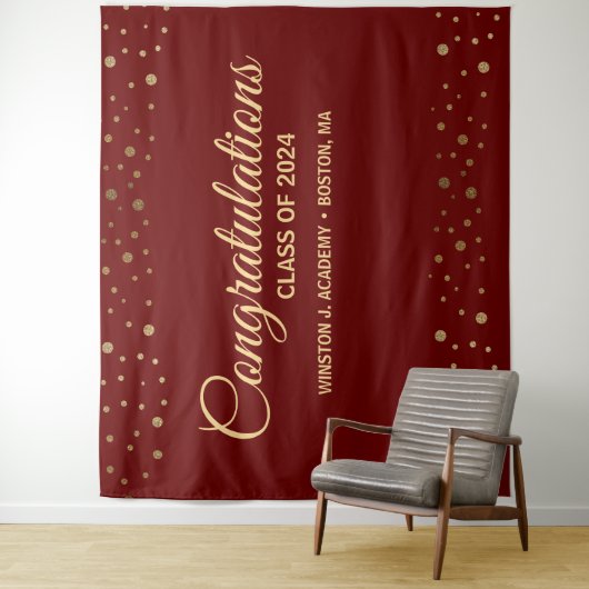 Gratulation Red gold Class of 2024 Abschluss Wandteppich (Beispiel)