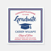 Gratulation Red White & Blue Modern Abschluss Serviette (Vorderseite)