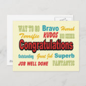 Gratulation Retro Colors Postkarte (Vorne/Hinten)