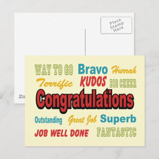 Gratulation Retro Colors Postkarte (Vorne/Hinten)