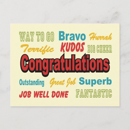 Gratulation Retro Colors Postkarte (Vorderseite)