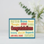 Gratulation Retro Colors Postkarte (Stehend Vorderseite)