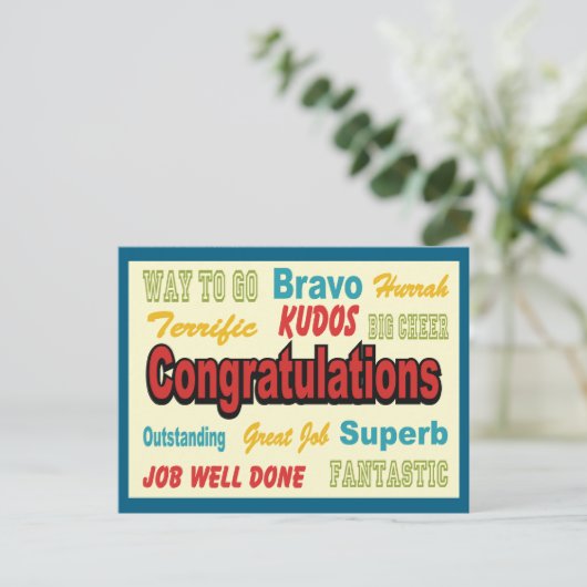Gratulation Retro Colors Postkarte (Stehend Vorderseite)