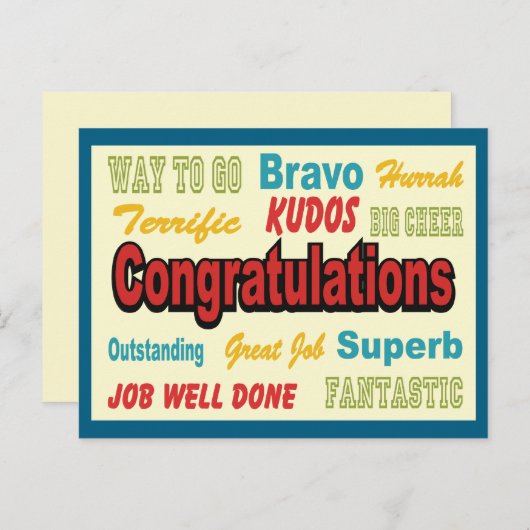Gratulation Retro Colors Postkarte (Vorne/Hinten)