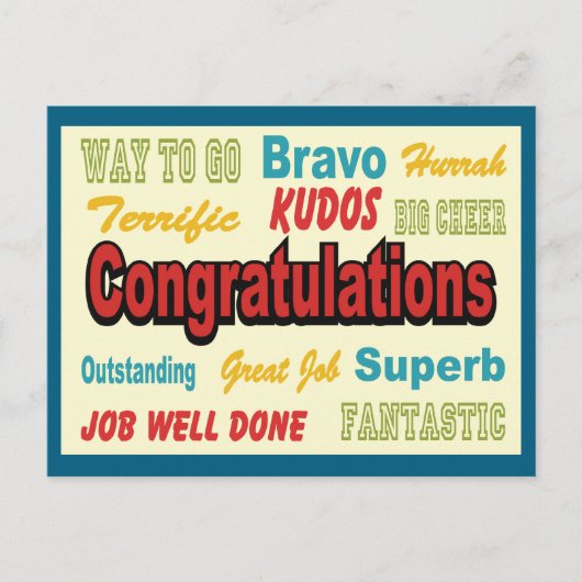 Gratulation Retro Colors Postkarte (Vorderseite)